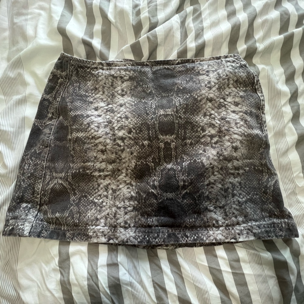 Snake skin jean skirt